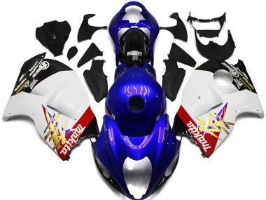 1997-2007 Blue and White Custom w black Suzuki GSXR 1300 Motorcycle Fairing UK