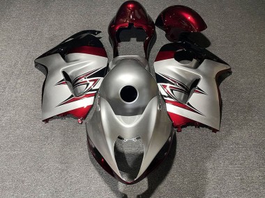1997-2007 Gloss Silver and Candy Red Suzuki GSXR 1300 Motorcycle Fairing UK