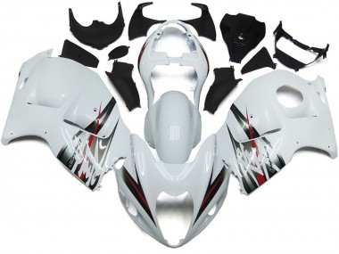 1997-2007 Gloss White and Silver Style Suzuki GSXR 1300 Motorcycle Fairing UK