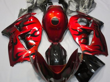 1997-2007 Red & Black Flame Suzuki GSXR 1300 Motorcycle Fairing UK