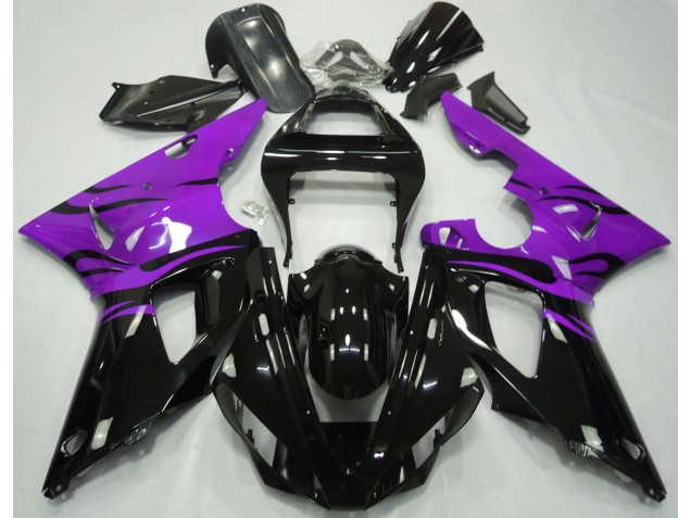 2000-2001 Black Flame & Purple Yamaha R1 Motorcycle Fairing UK 2000-2001 Black Flame & Purple Yamaha R1 Motorcycle Fairing UK