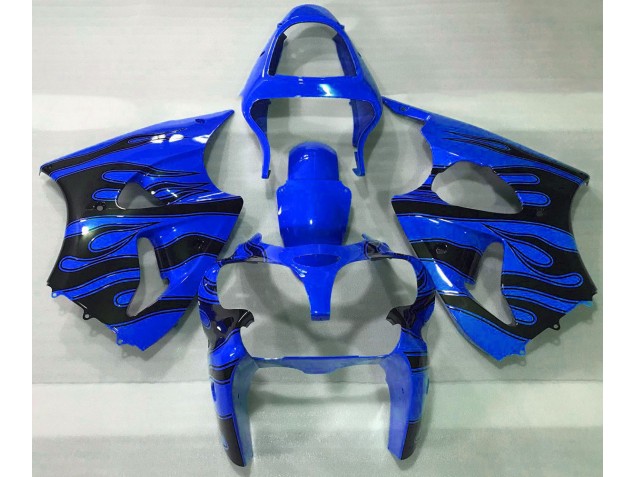 2000-2002 Blue & Black Flame Kawasaki ZX6R Motorcycle Fairing UK 2000-2002 Blue & Black Flame Kawasaki ZX6R Motorcycle Fairing UK