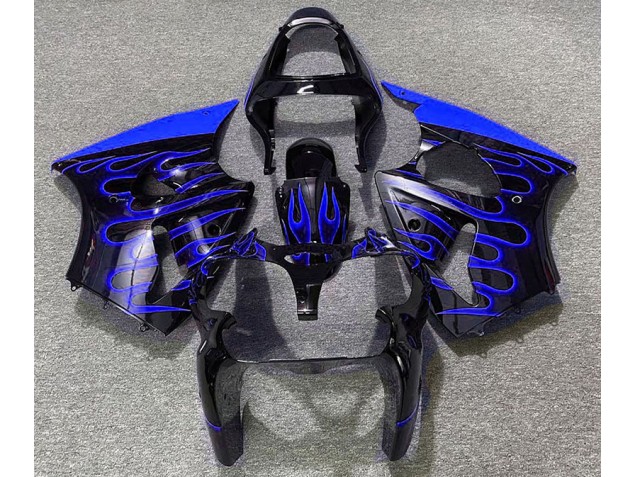 2000-2002 Gloss Black & Blue Flame Kawasaki ZX6R Motorcycle Fairing UK 2000-2002 Gloss Black & Blue Flame Kawasaki ZX6R Motorcycle Fairing UK