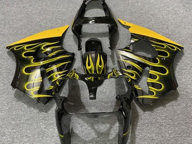 2000-2002 Gloss Black & Yellow Flame Kawasaki ZX6R Motorcycle Fairing UK