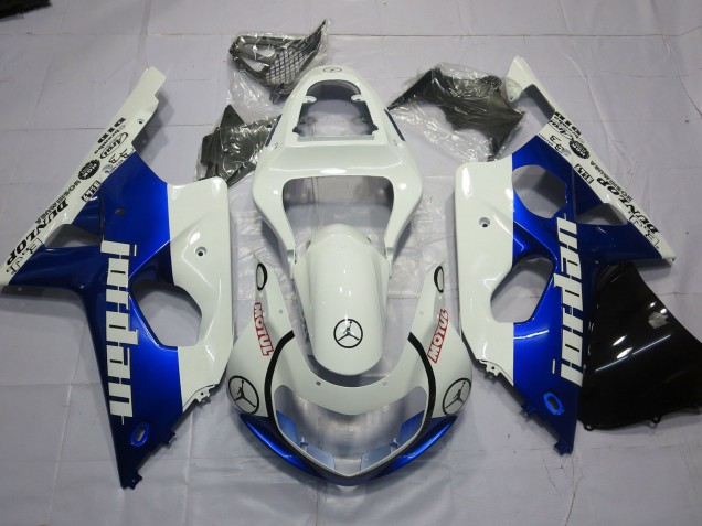 2000-2002 Jordan Blue and White Suzuki GSXR 1000 Motorcycle Fairing UK 2000-2002 Jordan Blue and White Suzuki GSXR 1000 Motorcycle Fairing UK
