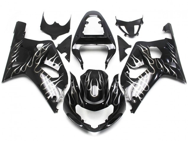 2001-2003 Black and White Gloss Flame Suzuki GSXR 600-750 Motorcycle Fairing UK 2001-2003 Black and White Gloss Flame Suzuki GSXR 600-750 Motorcycle Fairing UK