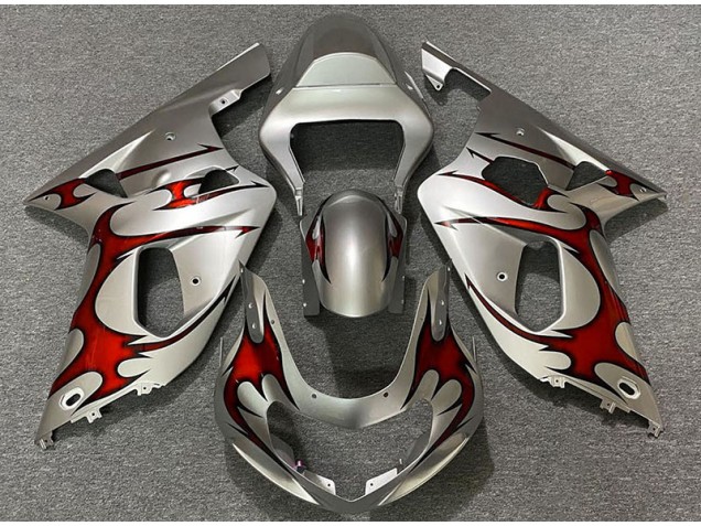 2001-2003 Gloss Silver & Red Suzuki GSXR 600-750 Motorcycle Fairing UK 2001-2003 Gloss Silver & Red Suzuki GSXR 600-750 Motorcycle Fairing UK