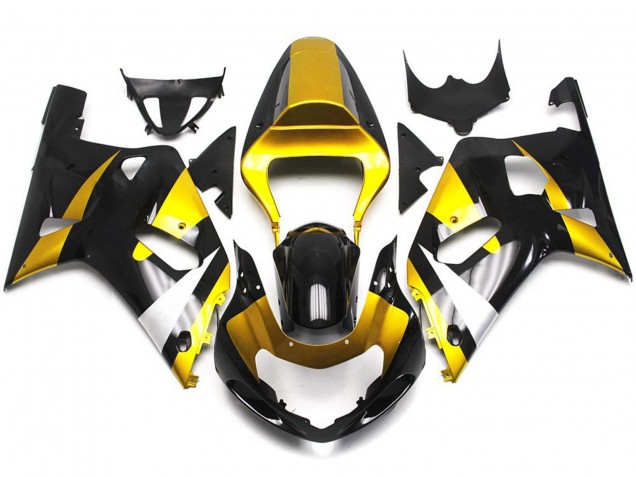 2001-2003 Gold and Black Gloss Style Suzuki GSXR 600-750 Motorcycle Fairing UK 2001-2003 Gold and Black Gloss Style Suzuki GSXR 600-750 Motorcycle Fairing UK
