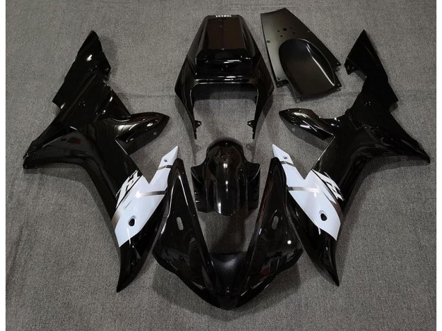 2002-2003 Gloss Black White and Silver Yamaha R1 Motorcycle Fairing UK 2002-2003 Gloss Black White and Silver Yamaha R1 Motorcycle Fairing UK