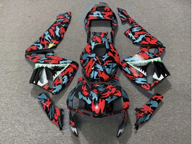 2003-2004 Red and Blue Camo Honda CBR600RR Motorcycle Fairing UK