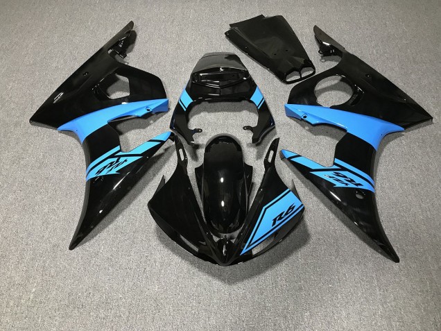 2003-2005 Gloss Black and Light Blue Yamaha R6 Motorcycle Fairing UK 2003-2005 Gloss Black and Light Blue Yamaha R6 Motorcycle Fairing UK