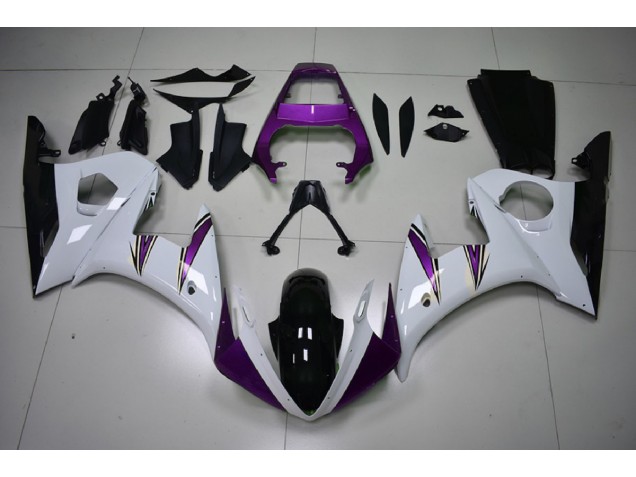2003-2005 Gloss White & Purple Accents Yamaha R6 Motorcycle Fairing UK 2003-2005 Gloss White & Purple Accents Yamaha R6 Motorcycle Fairing UK