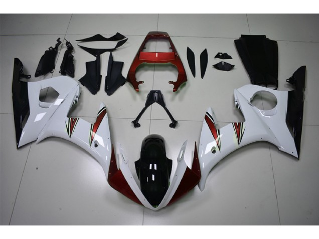 2003-2005 Gloss White & Red Accents Yamaha R6 Motorcycle Fairing UK 2003-2005 Gloss White & Red Accents Yamaha R6 Motorcycle Fairing UK