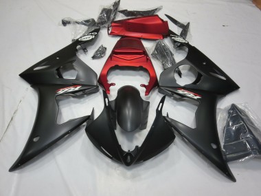2003-2005 Matte Black and Red Yamaha R6 Motorcycle Fairing UK