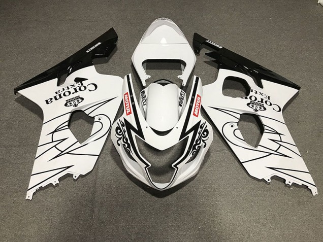 2004-2005 Gloss Black and White Corona Style Suzuki GSXR 600-750 Motorcycle Fairing UK 2004-2005 Gloss Black and White Corona Style Suzuki GSXR 600-750 Motorcycle Fairing UK