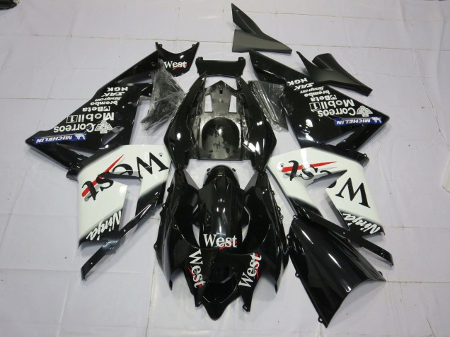 2004-2005 West White Black Kawasaki ZX10R Motorcycle Fairing UK 2004-2005 West White Black Kawasaki ZX10R Motorcycle Fairing UK