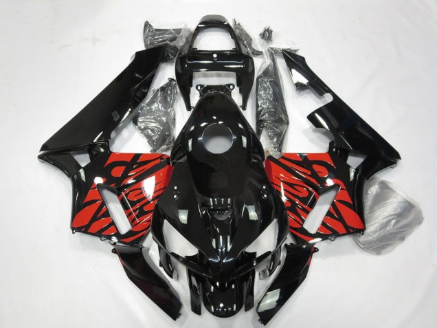 2005-2006 Black and Tribal Red Honda CBR600RR Motorcycle Fairing UK