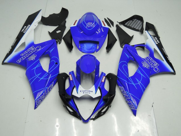 2005-2006 Blue and White Corona Suzuki GSXR 1000 Motorcycle Fairing UK 2005-2006 Blue and White Corona Suzuki GSXR 1000 Motorcycle Fairing UK