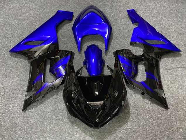 2005-2006 Gloss Black and Blue Kawasaki ZX6R Motorcycle Fairing UK 2005-2006 Gloss Black and Blue Kawasaki ZX6R Motorcycle Fairing UK