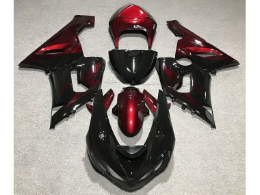 2005-2006 Gloss Black and Red Kawasaki ZX6R Motorcycle Fairing UK