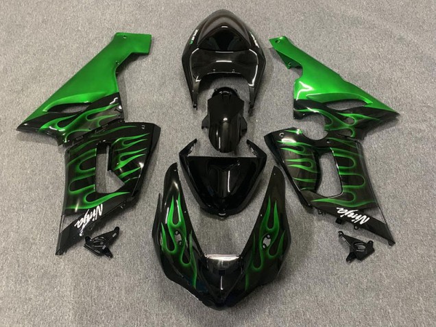 2005-2006 Green Flame Kawasaki ZX6R Motorcycle Fairing UK 2005-2006 Green Flame Kawasaki ZX6R Motorcycle Fairing UK
