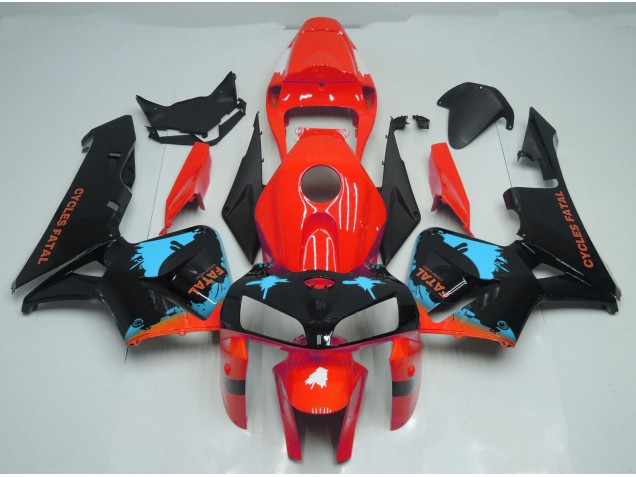 2005-2006 Light Blue Splatter on Red Honda CBR600RR Motorcycle Fairing UK