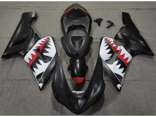 2005-2006 Matte Black Shark Kawasaki ZX6R Motorcycle Fairing UK 2005-2006 Matte Black Shark Kawasaki ZX6R Motorcycle Fairing UK