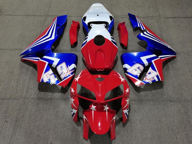 2005-2006 Red White and Blue 69 Honda CBR600RR Motorcycle Fairing UK 2005-2006 Red White and Blue 69 Honda CBR600RR Motorcycle Fairing UK