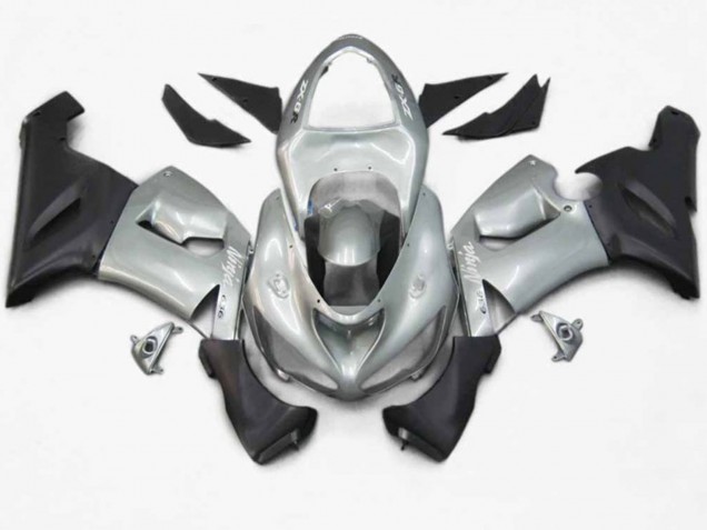 2005-2006 Silver Red Flame Kawasaki ZX6R Motorcycle Fairing UK