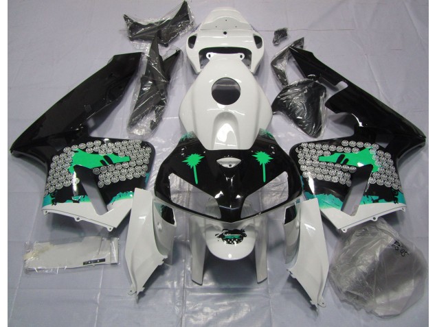 2005-2006 Turquoise Splatter on Gloss Black Honda CBR600RR Motorcycle Fairing UK 2005-2006 Turquoise Splatter on Gloss Black Honda CBR600RR Motorcycle Fairing UK