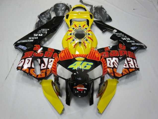2005-2006 Yellow Rossi Honda CBR600RR Motorcycle Fairing UK 2005-2006 Yellow Rossi Honda CBR600RR Motorcycle Fairing UK