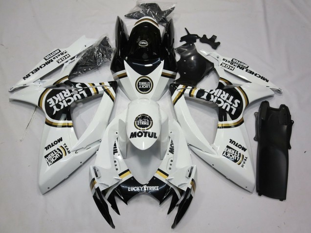 2006-2007 Black White Lucky Strike Suzuki GSXR 600-750 Motorcycle Fairing UK 2006-2007 Black White Lucky Strike Suzuki GSXR 600-750 Motorcycle Fairing UK