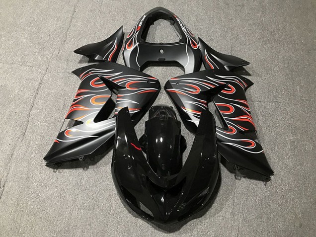 2006-2007 Matte Black & Flame Kawasaki ZX10R Motorcycle Fairing UK 2006-2007 Matte Black & Flame Kawasaki ZX10R Motorcycle Fairing UK