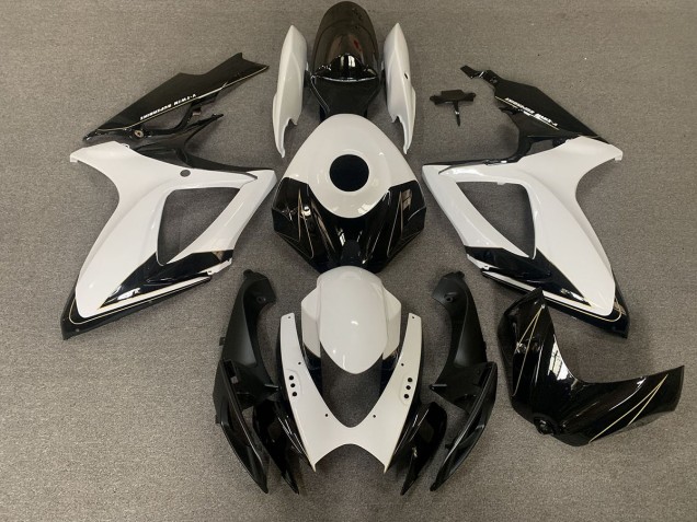 2006-2007 Matte Black and Gloss White Suzuki GSXR 600-750 Motorcycle Fairing UK 2006-2007 Matte Black and Gloss White Suzuki GSXR 600-750 Motorcycle Fairing UK
