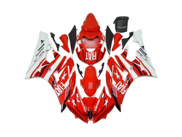 2006-2007 Red and White Star Fiat Yamaha R6 Motorcycle Fairing UK 2006-2007 Red and White Star Fiat Yamaha R6 Motorcycle Fairing UK