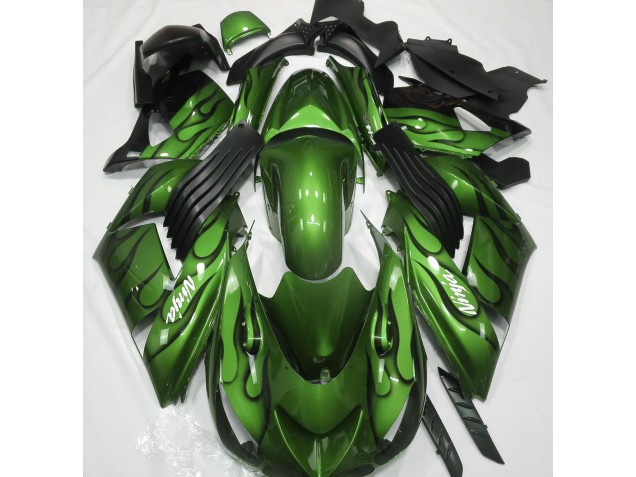 2006-2011 Gloss Green & Flame Kawasaki ZX14R Motorcycle Fairing UK 2006-2011 Gloss Green & Flame Kawasaki ZX14R Motorcycle Fairing UK
