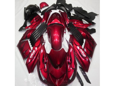 2006-2011 Gloss Red & Flame Kawasaki ZX14R Motorcycle Fairing UK