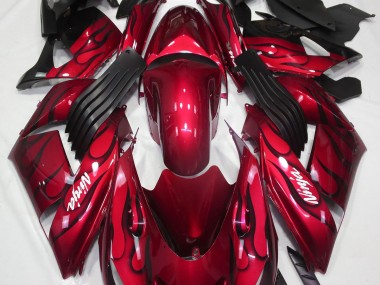 2006-2011 Gloss Red & Flame Kawasaki ZX14R Motorcycle Fairing UK