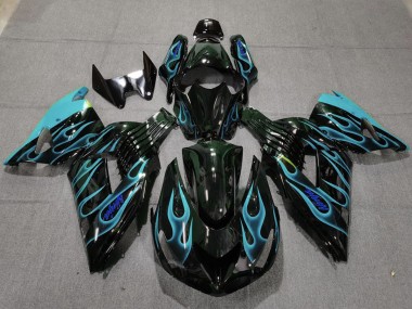2006-2011 Light Blue Flame Kawasaki ZX14R Motorcycle Fairing UK