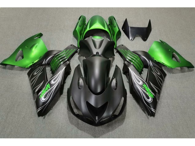 2006-2011 Matte Black and Green Kawasaki ZX14R Motorcycle Fairing UK 2006-2011 Matte Black and Green Kawasaki ZX14R Motorcycle Fairing UK