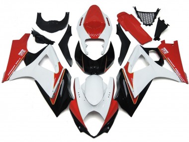 2007-2008 Custom Red and White with Black Suzuki GSXR 1000 Motorcycle Fairing UK