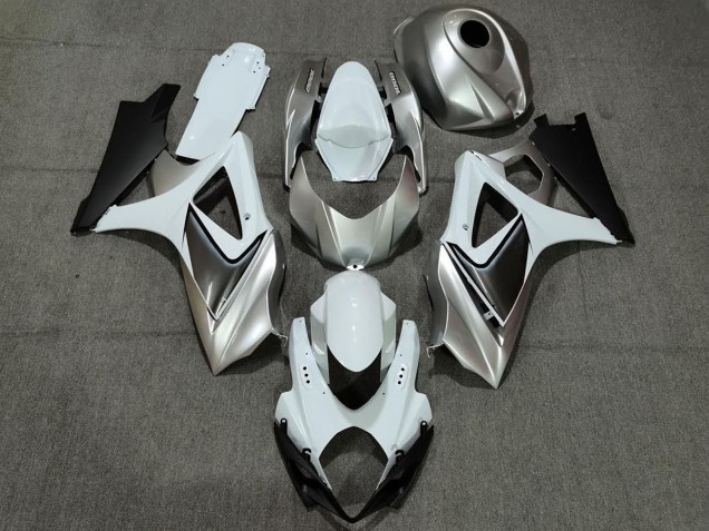 2007-2008 Custom Silver White with Black Suzuki GSXR 1000 Motorcycle Fairing UK 2007-2008 Custom Silver White with Black Suzuki GSXR 1000 Motorcycle Fairing UK