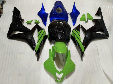 2007-2008 Gloss Black & Green and Blue Accents Honda CBR600RR Motorcycle Fairing UK