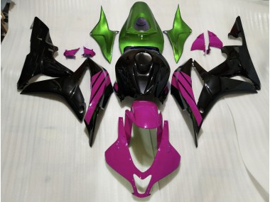 2007-2008 Gloss Black & Pink and Green Accents Honda CBR600RR Motorcycle Fairing UK