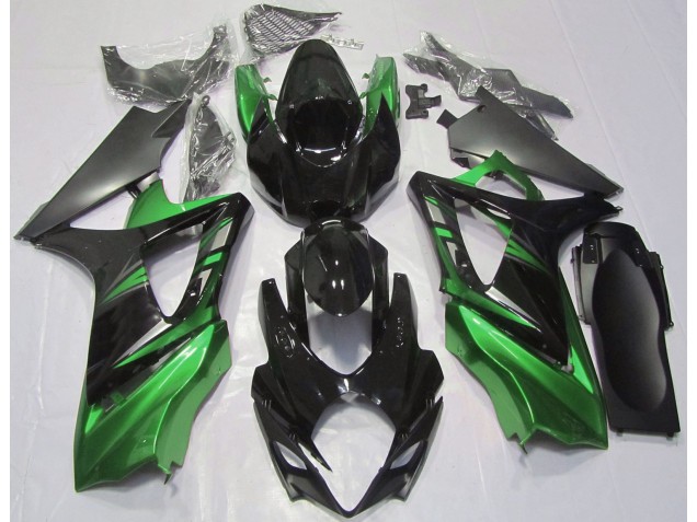 2007-2008 Gloss Black and Green Suzuki GSXR 1000 Motorcycle Fairing UK 2007-2008 Gloss Black and Green Suzuki GSXR 1000 Motorcycle Fairing UK