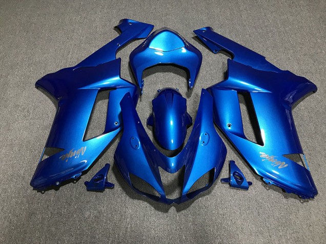 2007-2008 Gloss Blue & Chrome Kawasaki ZX6R Motorcycle Fairing UK 2007-2008 Gloss Blue & Chrome Kawasaki ZX6R Motorcycle Fairing UK