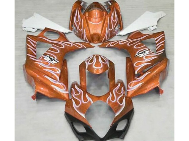 2007-2008 Gloss Orange and White Flame Suzuki GSXR 1000 Motorcycle Fairing UK