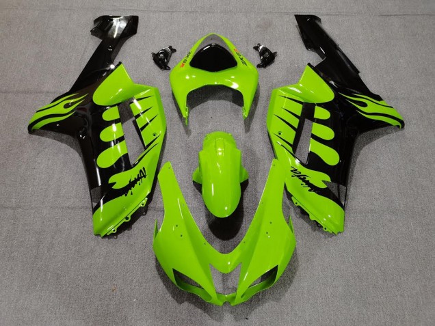 2007-2008 Green Flame Kawasaki ZX6R Motorcycle Fairing UK 2007-2008 Green Flame Kawasaki ZX6R Motorcycle Fairing UK