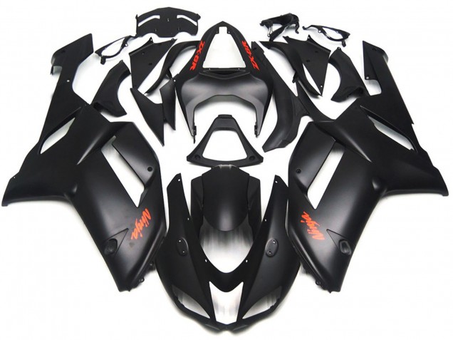 2007-2008 Matte Black Red Decals Kawasaki ZX6R Motorcycle Fairing UK 2007-2008 Matte Black Red Decals Kawasaki ZX6R Motorcycle Fairing UK