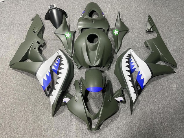 2007-2008 Matte Green & Blue Shark Honda CBR600RR Motorcycle Fairing UK 2007-2008 Matte Green & Blue Shark Honda CBR600RR Motorcycle Fairing UK